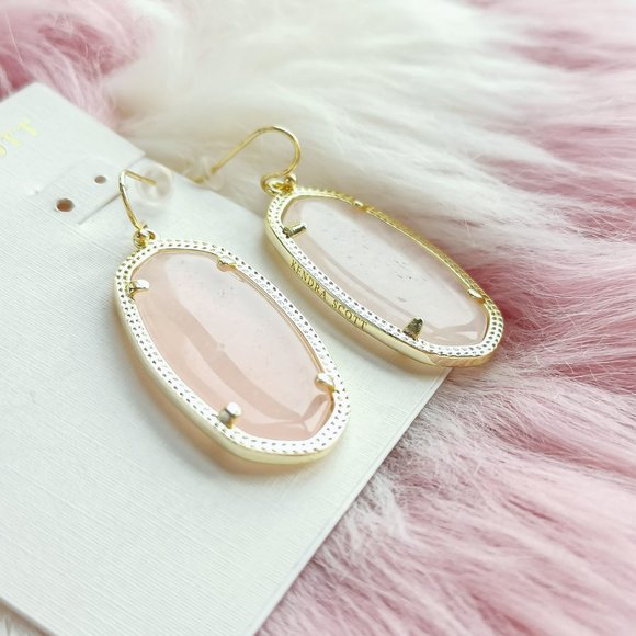 Kendra Scott Gold Elle Rose Quartz Drop Earrings - Picture 3 of 3
